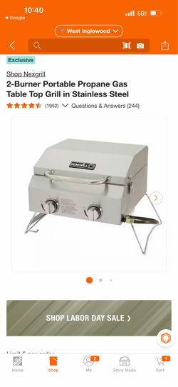 Nexgrill 2-Burner Portable Propane Gas Table Top Grill in Stainless Steel