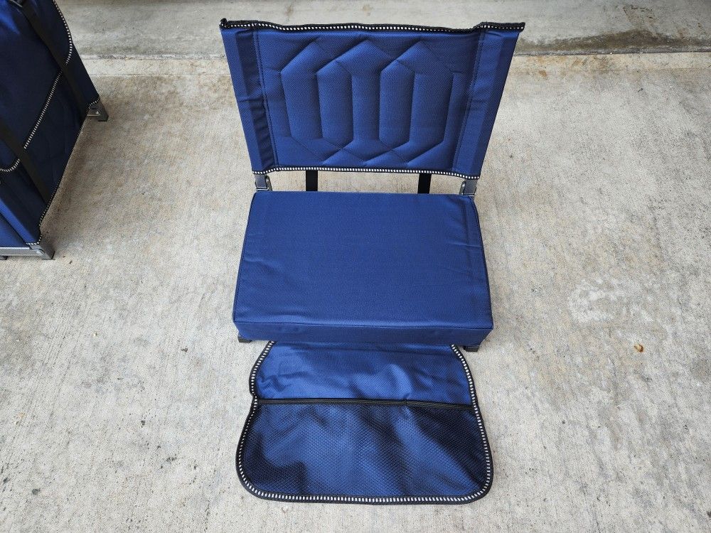 Stadium Seats Chair For Bleachers With Back Support Padded Portable Folding Set Of 2 Blue Color Newport Beach