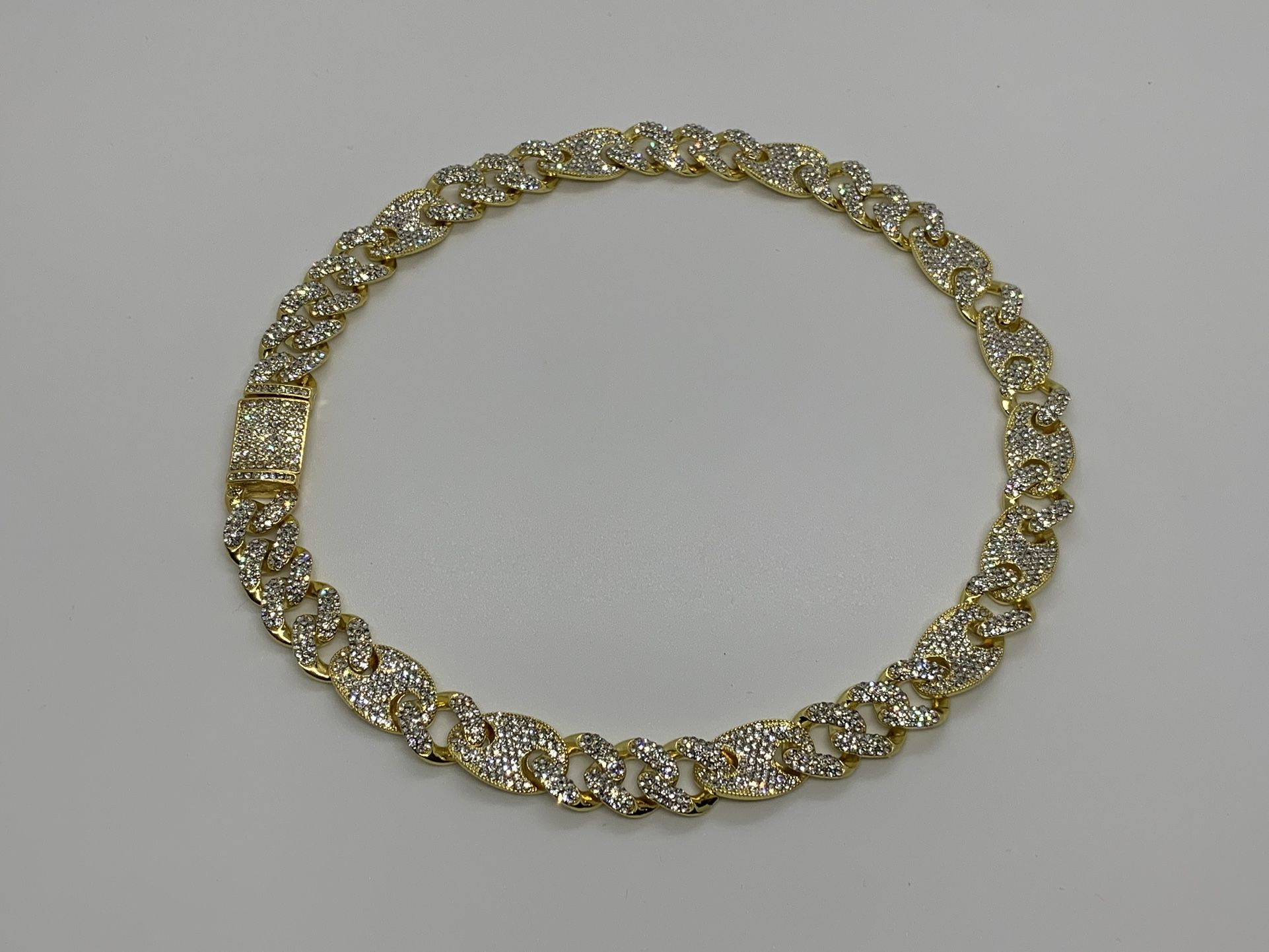 14k Gold Plated Iced Figaro Cuban Link Chains 13mm 18” 20” Iced out Premium Choker Necklace Box Clasp