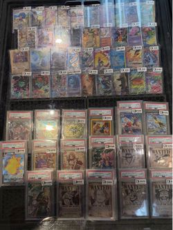 Large Lot of Graded & Raw Trading Cards One Piece and Pokemon