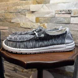 Hey Dude Women Sz 10 Wendy Sox Slip-on Boat Beach Water Shoe Dark Grey EUC