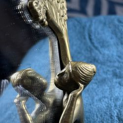 Vintage Antique Art Nouveau Solid Brass Tree Nymph sculptural frame mirror 6.5” x 9”