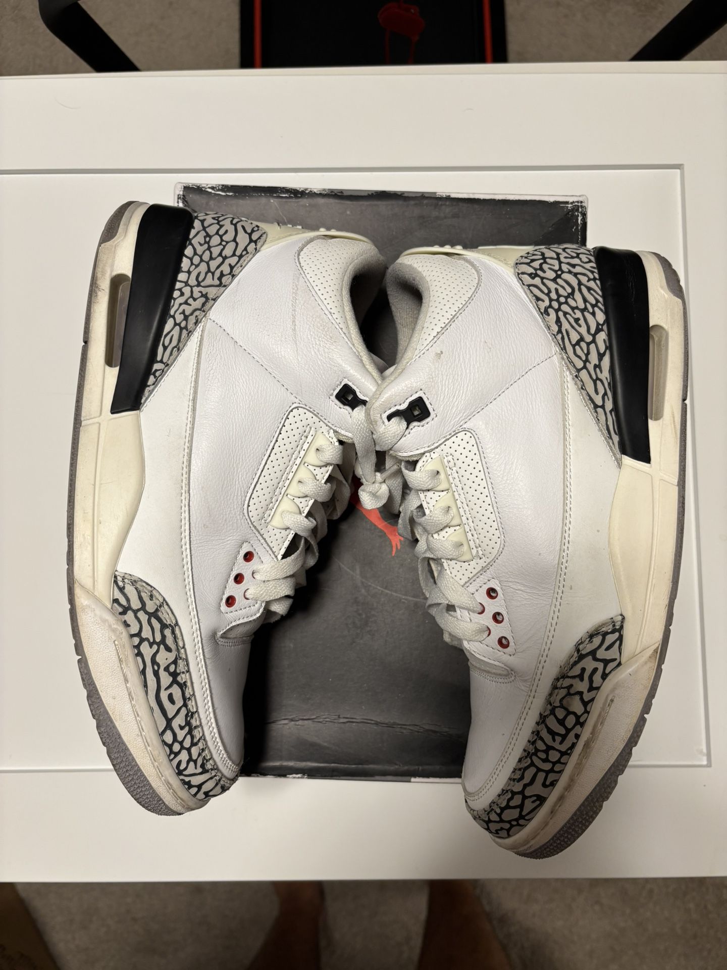 Size 12 - Nike Air Jordan 3 Retro Summit White Fire Red Cement Grey