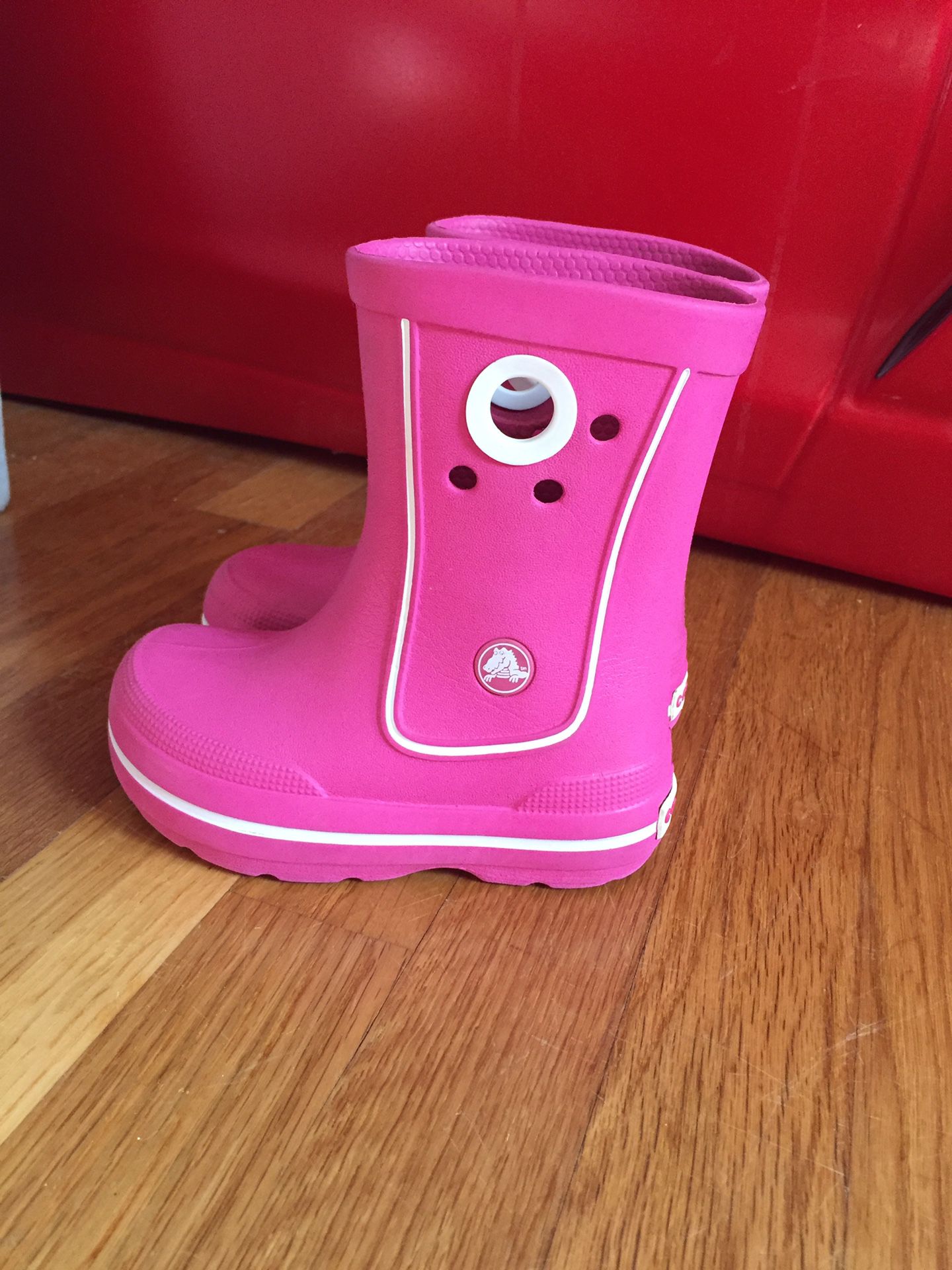Pink Crocs rain boots for baby girl toddler size 7-8 in great condition org. Price $38