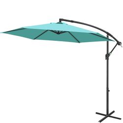 10-ft Offset Hanging Umbrellas, Garden Patio Outdoor Swimming Pool Umbrellas Large Market Umbrella with Crank & Cross Bar, Waterproof UV Protecti