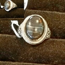 Real Obsidion stone, sterling silver ring