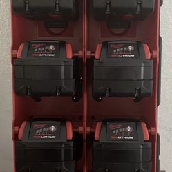 8 Milwaukee, M 18 Batteries And Pack Out Rack