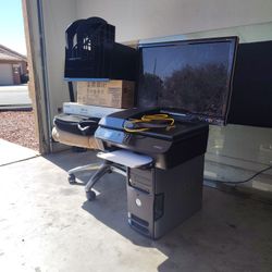 Office Set Up 5 Pcs, PC , Screen , Printer And Some Office Supplies 