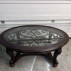 Modern Real Wood Oval Coffee Table 