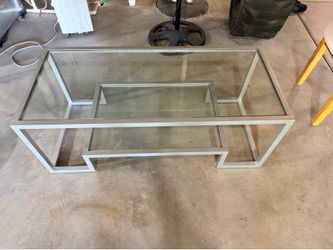 Glass and metal coffee table