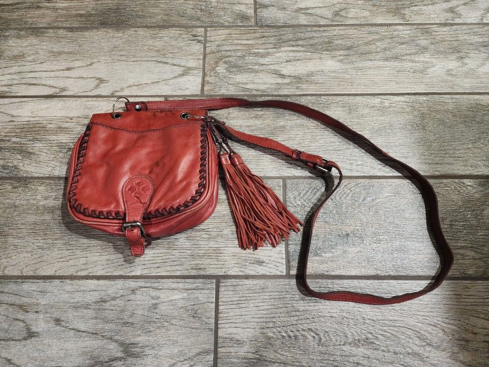 Patricia Nash red Italian Leather crossbody purse / bag