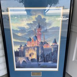 Sleeping Beauty Castle by Randy Souders Lithograph with Disneyana COA Limited Edition 619/1000 Hand Signed Framed and matted