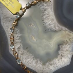 Sterling Silver Overlay  Gold Stone Bracelet 