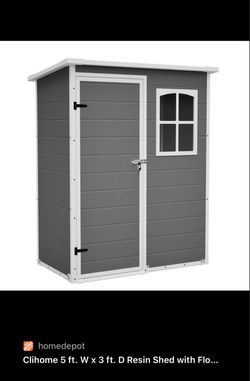 Clihome 5x3 ft Resin Outdoor Storage Shed