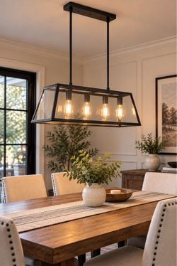 Black Rectangle Glass Pendant Chandelier