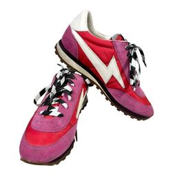 Marc Jacobs Astor Lightning Bolt Sneakers Shoes Women 6 (36) Red Pink White