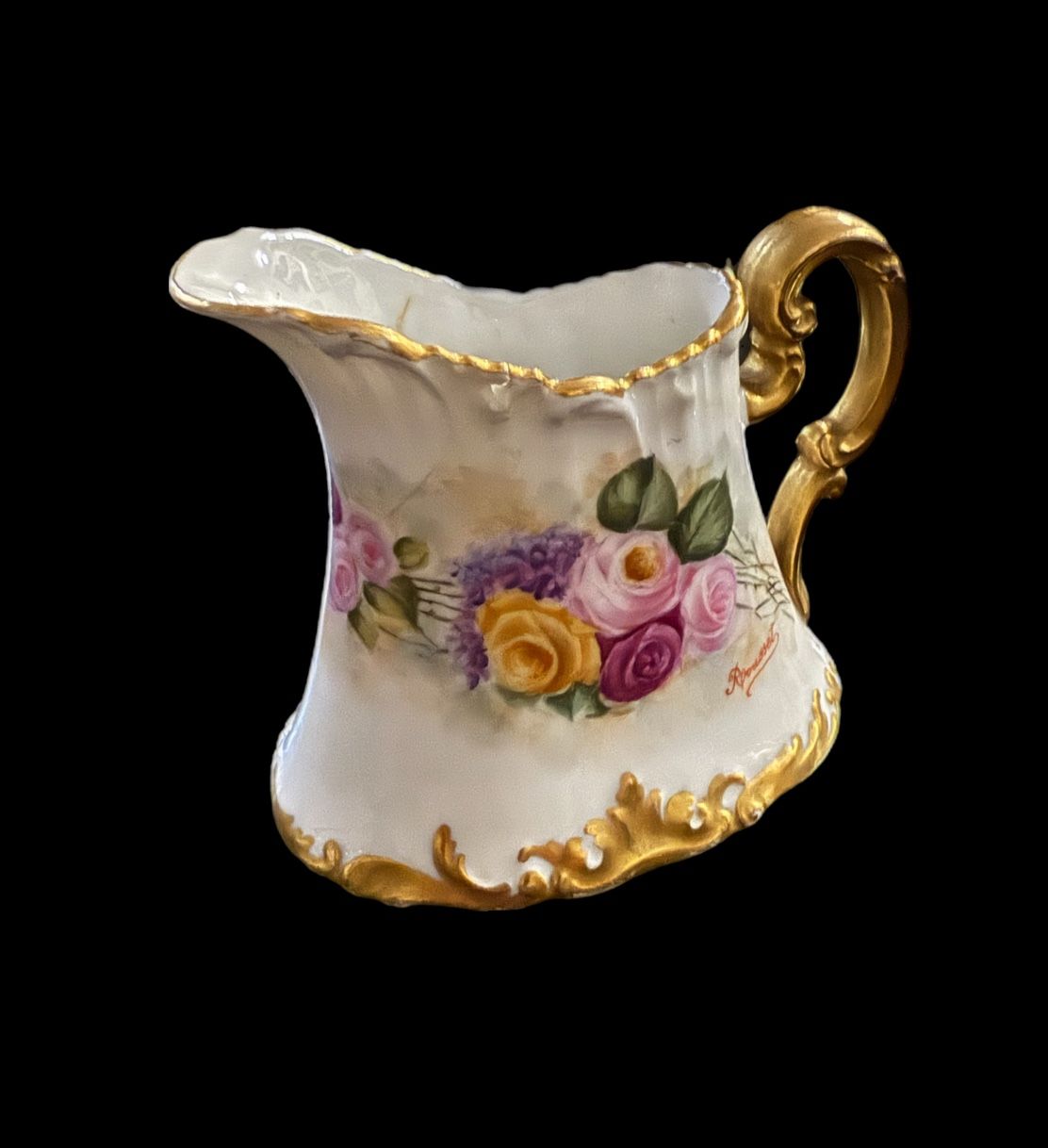 ANTIQUE TRESSEMANES & VOGT T&V CREAMER  WILD ROSES VENICE 1896