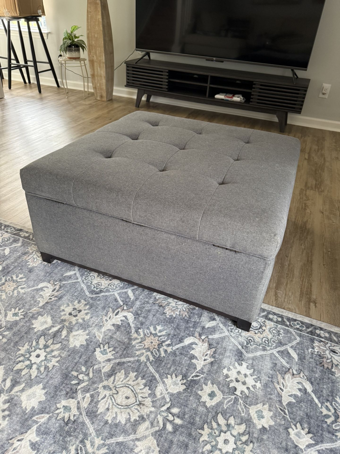 Gray Storage Ottoman – Coffee Table / Bench