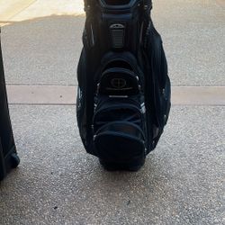 Golf bag with a mix of clubs