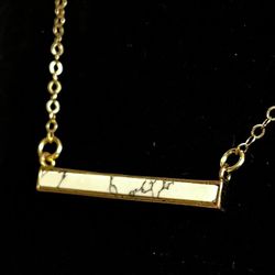20.5" Handmade Gold & Marble Bar Pendant Necklace