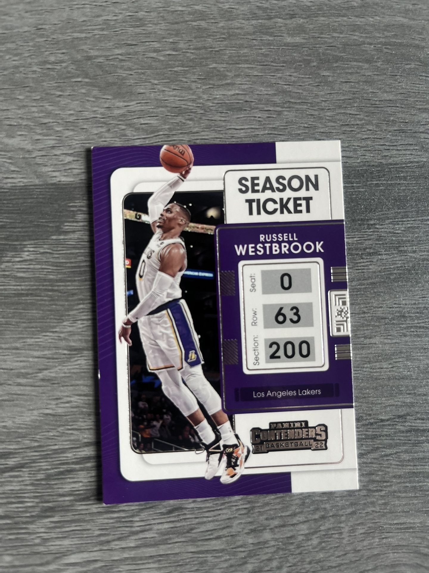 Russell Westbrook 2021-22 Panini Contenders Season Ticket Card - Los Angeles Lakers