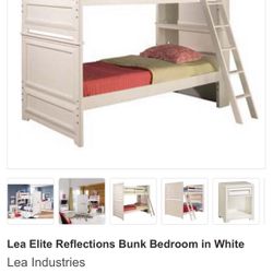 Lea Elite Reflections Bunk Bedroom in White (Full Over full)