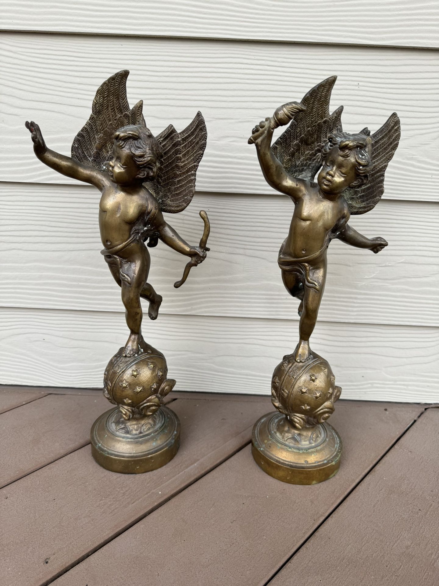 Pair of Antique (Brass/Bronze?)  Cherub/Cupid Statues By A. Moreau