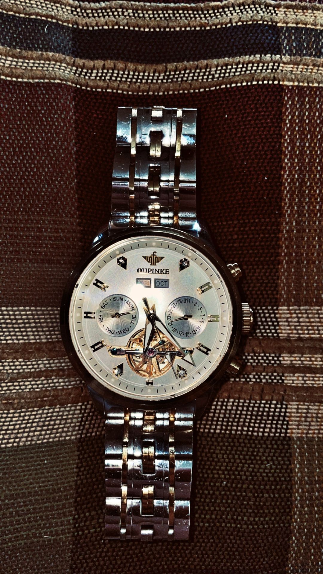OUPINKE stainless Silver And Gold Men’s Watch