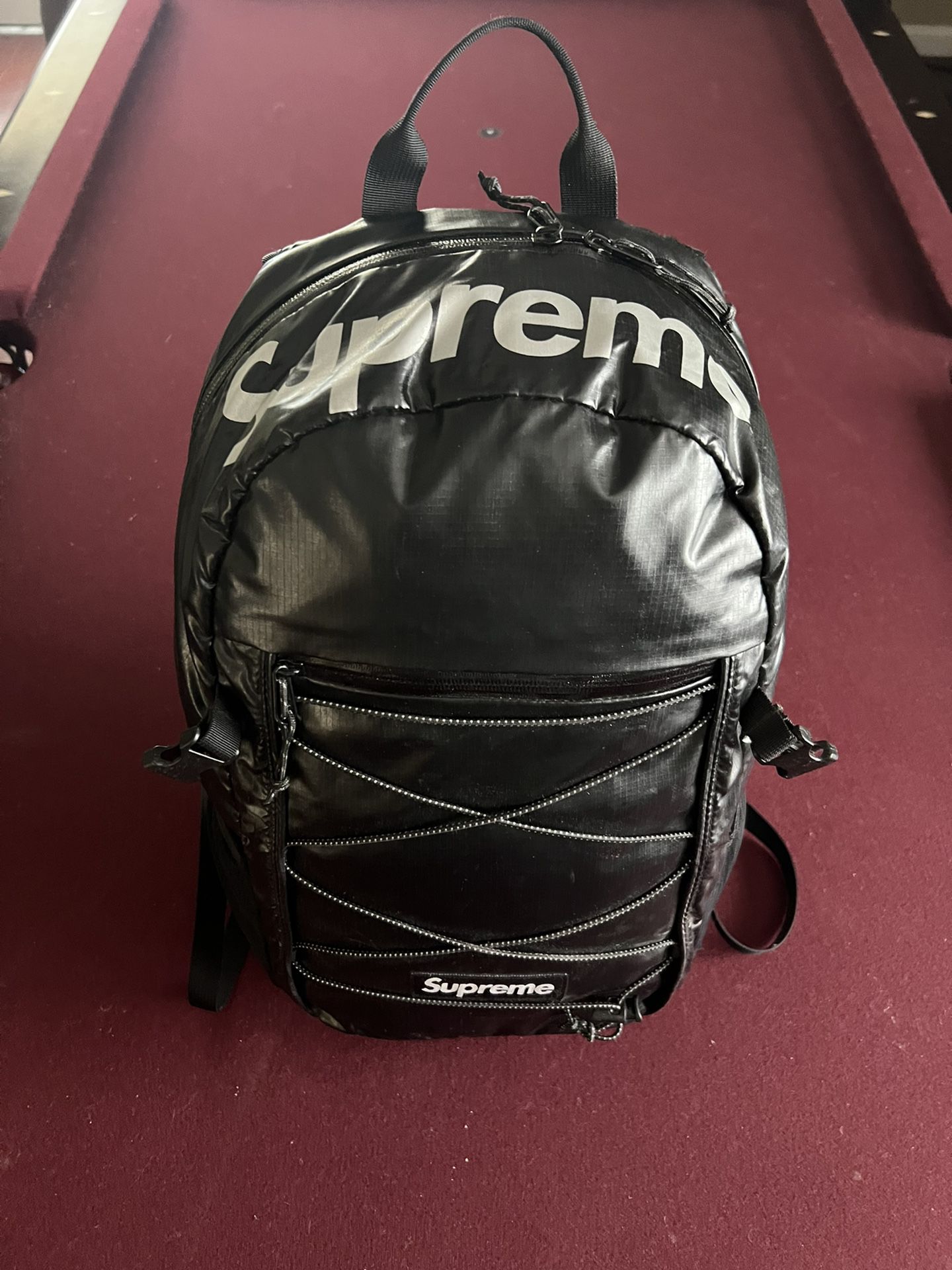 FW17 Supreme backpack  Supreme backpack, Louis vuitton supreme, Black  backpack