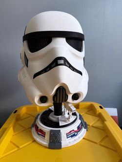 Full size 3D Printed Star Wars Lego Stormtrooper Helmet with Detailed Display Stand
