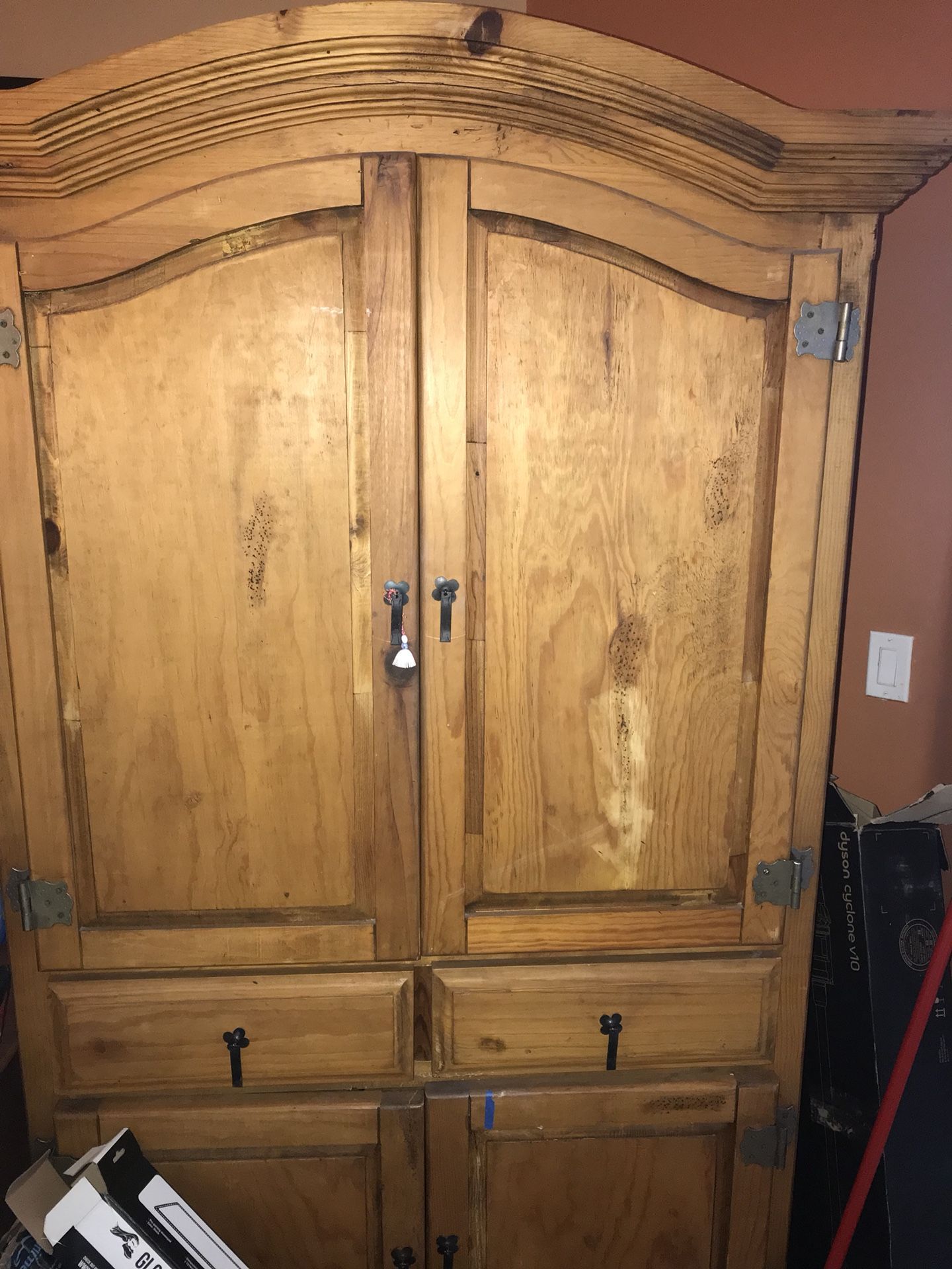 Wood drawer/closet/tv stand set
