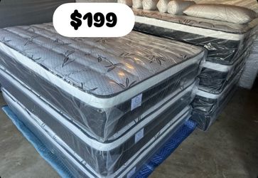 ✨Mattress pillow top  ✨2 pillows included 🔸12” inches 🟢Queen $199 🟡Full $180 🟠Twin $130 🔴King $299 🔵Cal king $299 ☑️Delivery available $20🚚