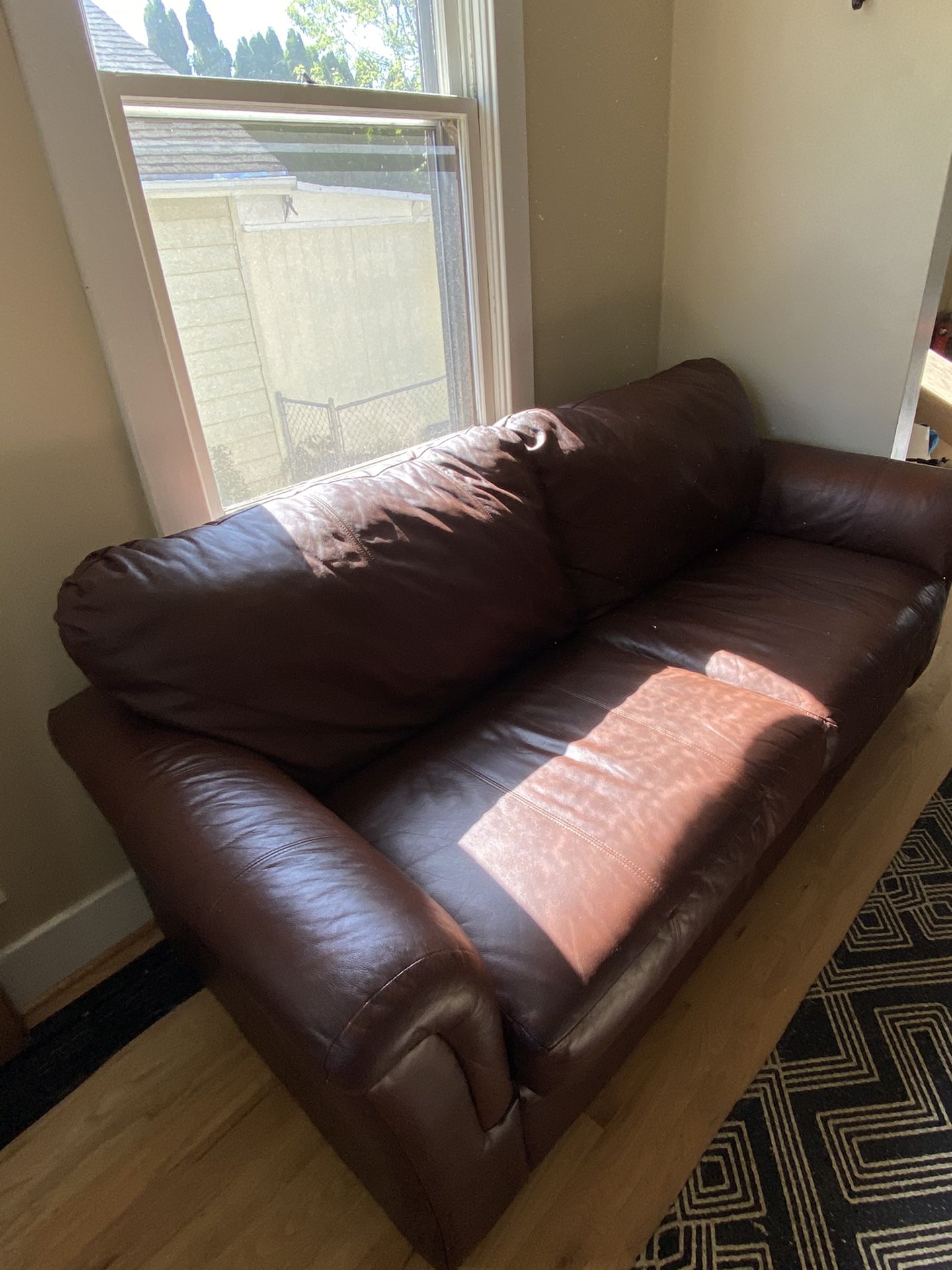 Brown Leather Couch, No Animals, 1 Owner