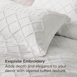 Bedsure Boho Duvet Cover Set, King Size, Soft Vintage Embroidery (No Comforter)