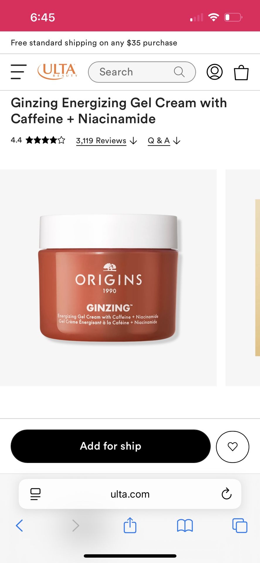 NEW Origins Ginzing Energizing Gel Cream