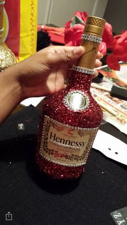 Bedazzled liquor bottles