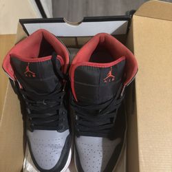 Air Jordan 1 Mids Grey, Red, And Black