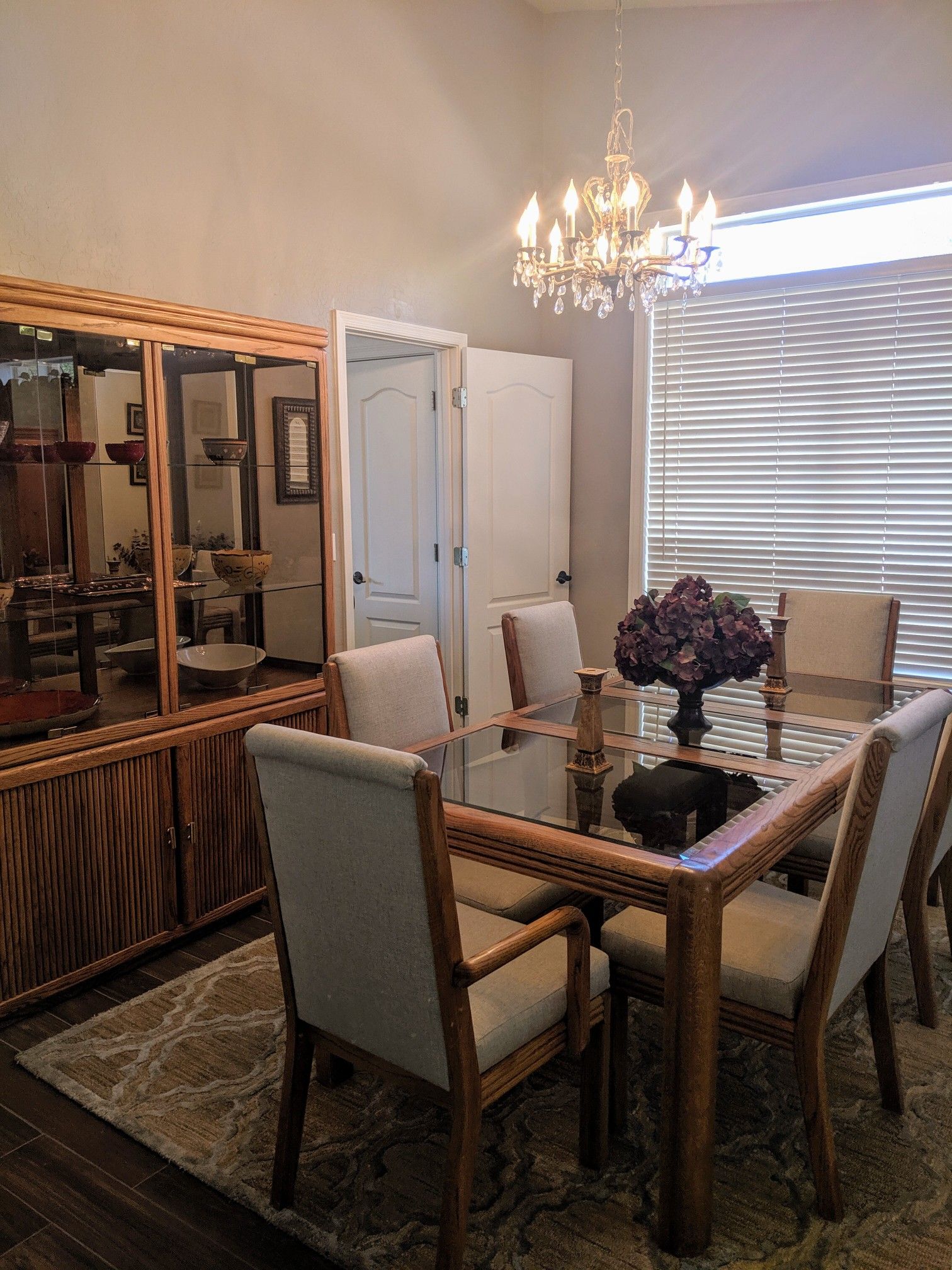 Dining table and 6 chairs & china cabinet