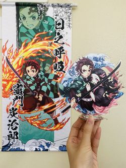 Demon Slayer Bundle: Tanjiro and Netzuko Acrylic Stand + Tanjiro Wall Scroll