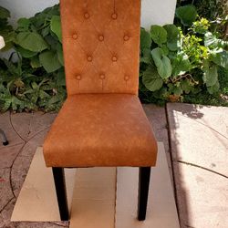 Upholstered Dining Chair  Modern Leather Parsons Kitchen Chair with Button Tufted High Back