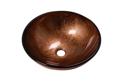 Round Copper Glass Vessel Sink