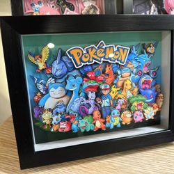 Pokemon Card stock cut 3D Poster Framed Wall Decor
