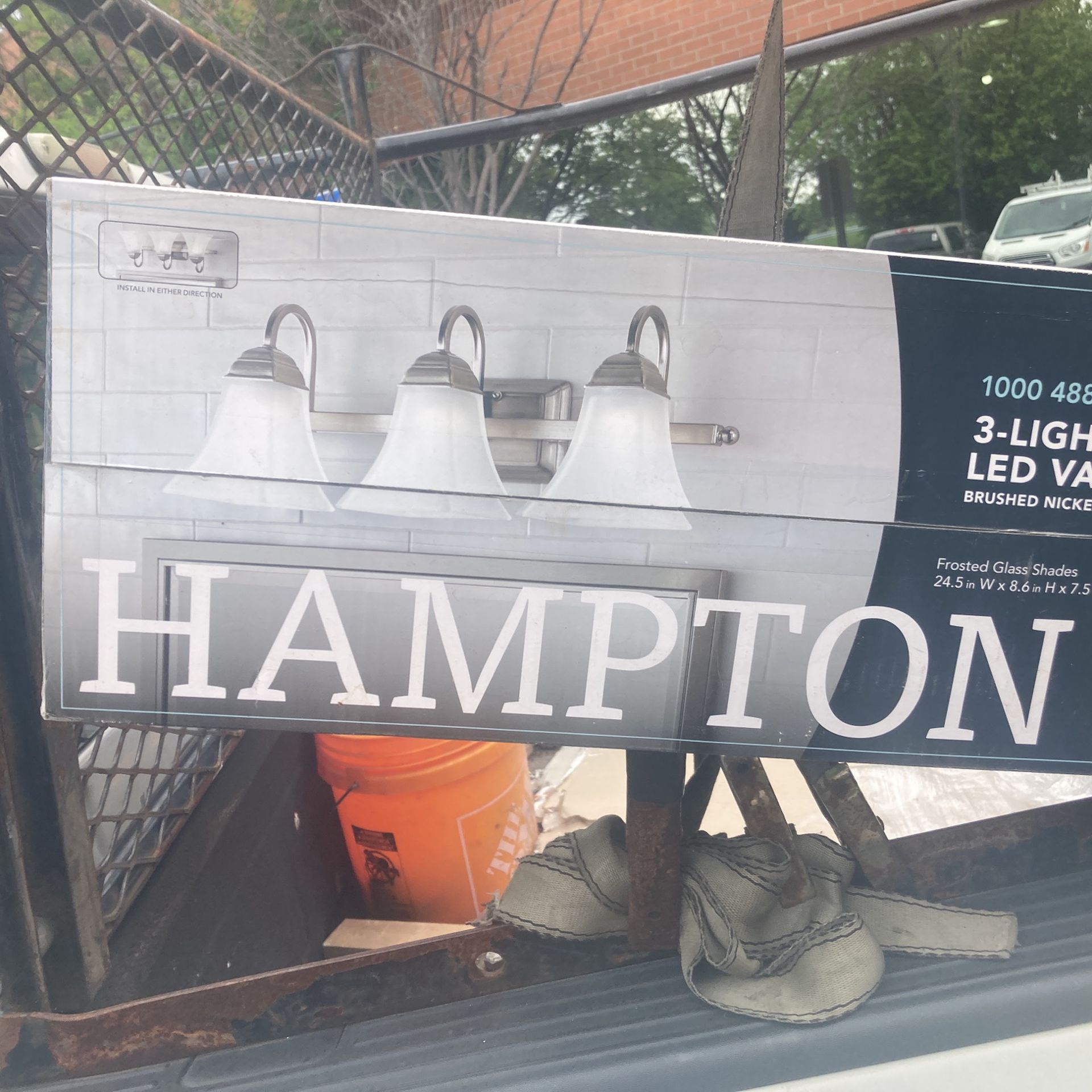 Hampton Bay three light LED vanity fixture brand new never been open