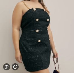 Tweed Glitter Button Mini Dress