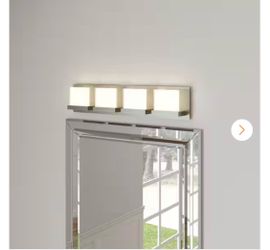 Home Decorators Collection Alberson Collection 4-Light Brushed Nickel LED Vanity Light with Frosted Acrylic Shade