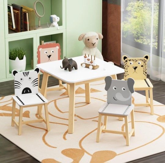 Brand New In Box 📦 Wild Animal Table And Chair Set For Kids 🦁🐘🐯🦓