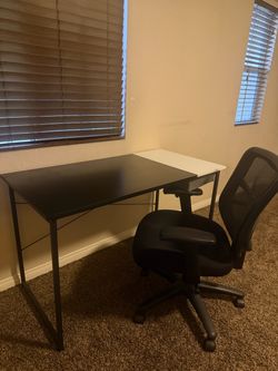 Black with white accent desk