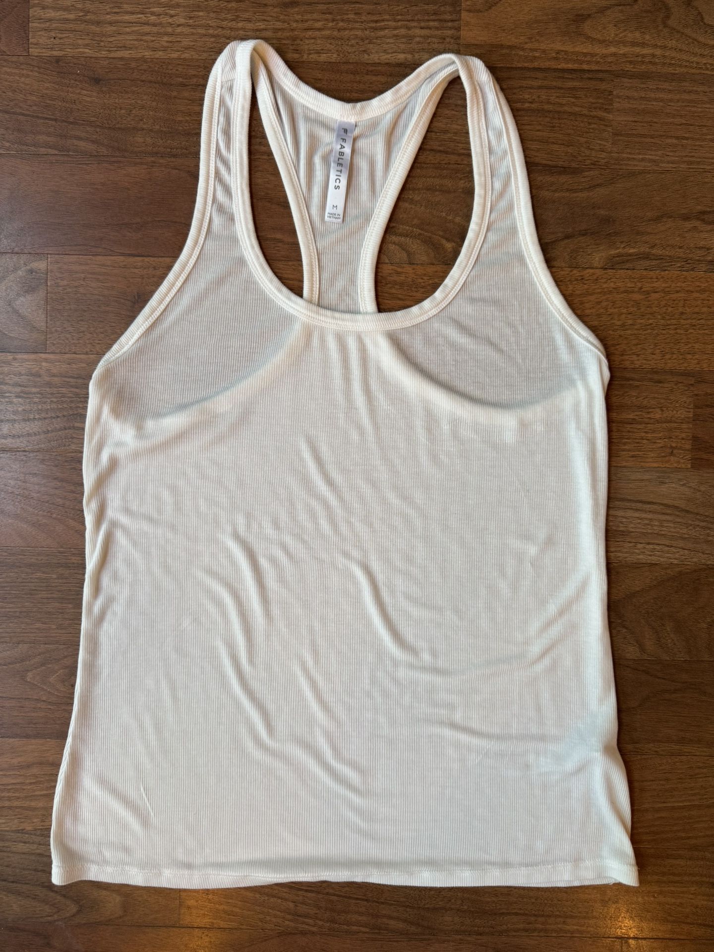 Fabletics Womens White Racerback Ribbed Tank Top Lightweight MED Super Soft