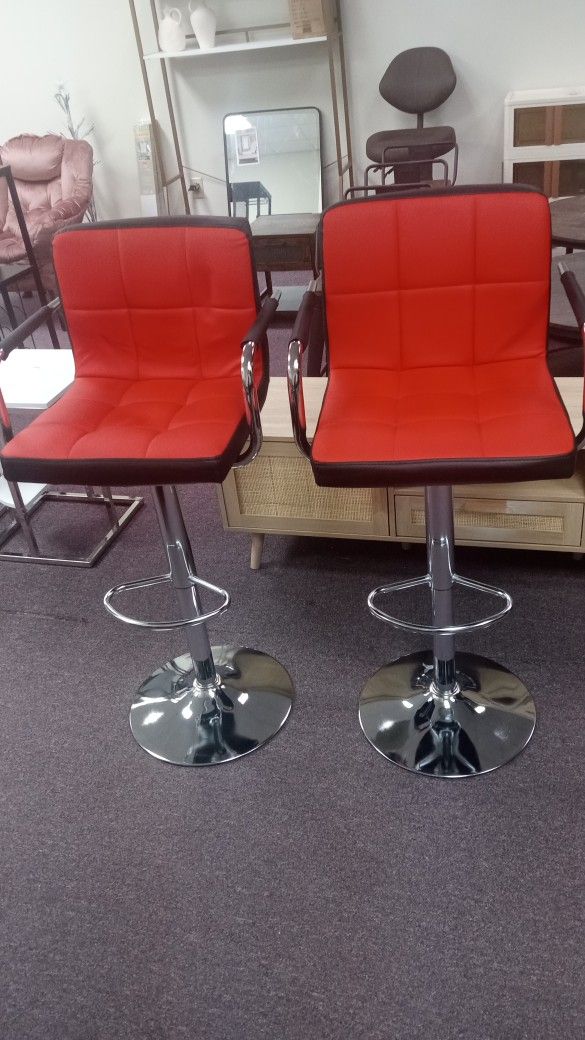 Red & Black Adjustable Barstools