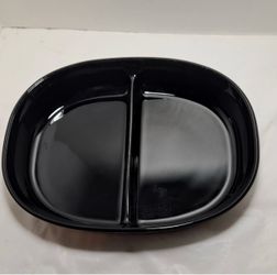 Black Divided Oval Serving Dish
